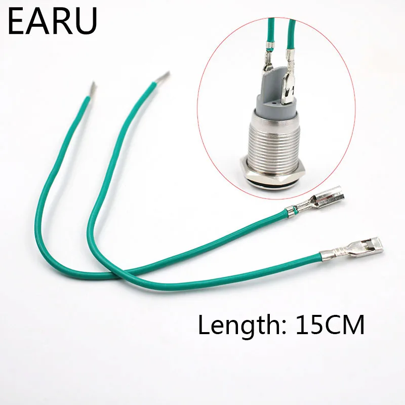 2pcs Connect Wires Металлическая сигнальная лампочка светодиодный 8 мм Водонепроницаемая сигнальная лампа 5 в 6 в 9 в 12 В 24 в 110 В 220 В точка вогнутый пилот Красный Синий Зеленый Желтый Горячая лампа - Цвет: 2pcs Connect Wires
