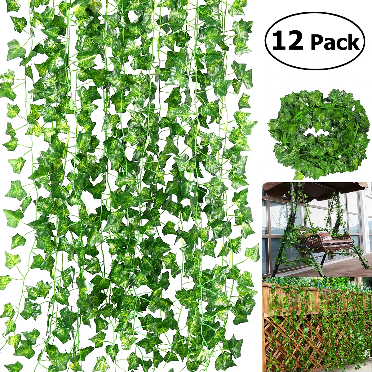 

12 Pcs/Lot Artificial Fake Hanging Vine Plant Leaves Garland Home Garden Wall Decoration Artificial Flowers For Wedding