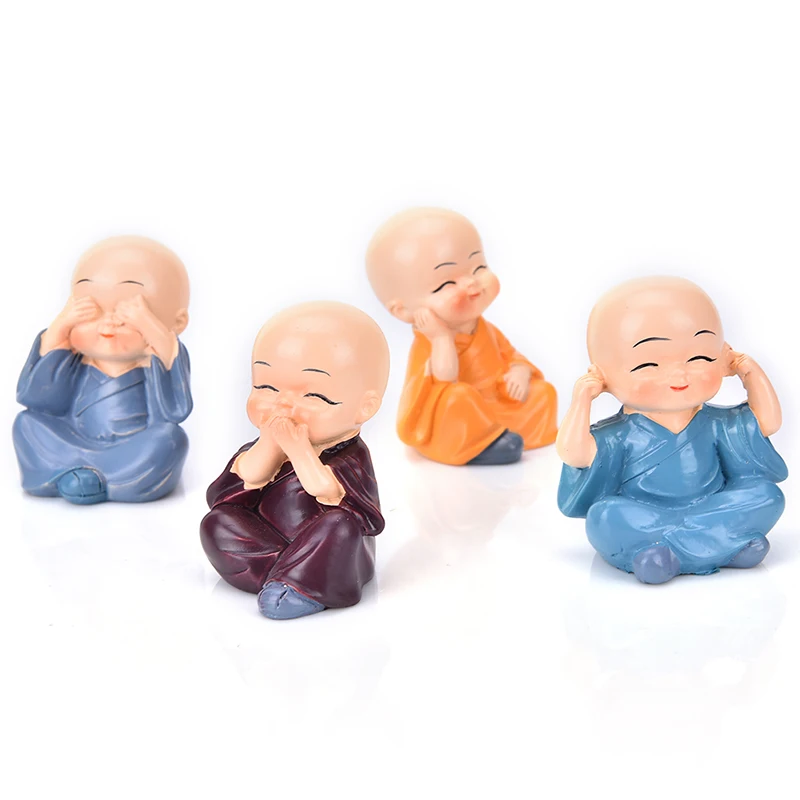Креативные подарки Maitreya из смолы, 4 шт./лот, фигурки "Маленькие монахи", Будда, кунг-фу, маленькие украшения, прекрасные аксессуары для салона автомобиля, кукла