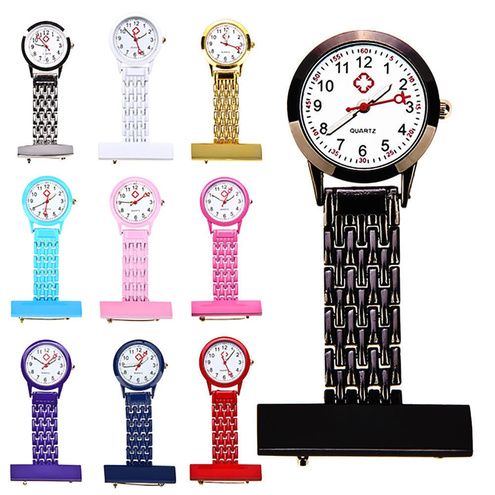 

Women's Watch Girl's Stylish Metal Clip-on Pocket Quartz Analog Brooch Medical Nurse Fob Watch Gift