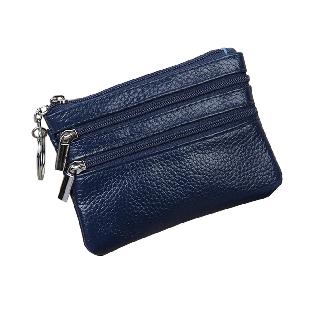 Натуральная кожа ключи, монеты организатор мешок с застежкой-молнией мешок Для женщин кошелек сумочка подарок - Цвет: Sapphire Blue