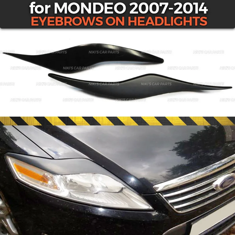 Eyebrows on headlights case for Ford Mondeo 2007-2014 ABS plastic cilia eyelash molding decoration car styling tuning | Автомобили и