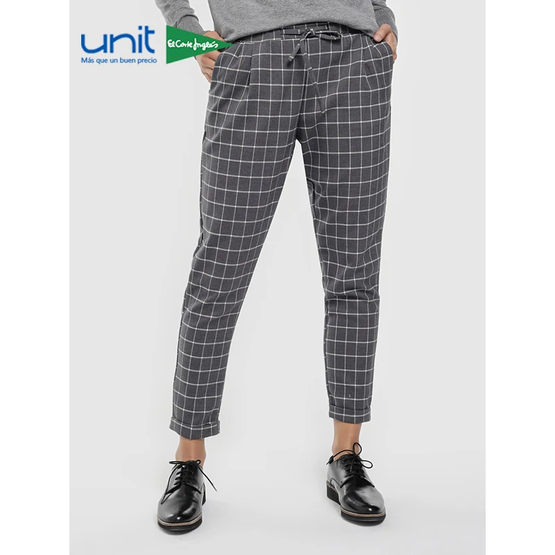Unit Pantalones Haren A Cuadros Franela Suelta Caliente Mujer