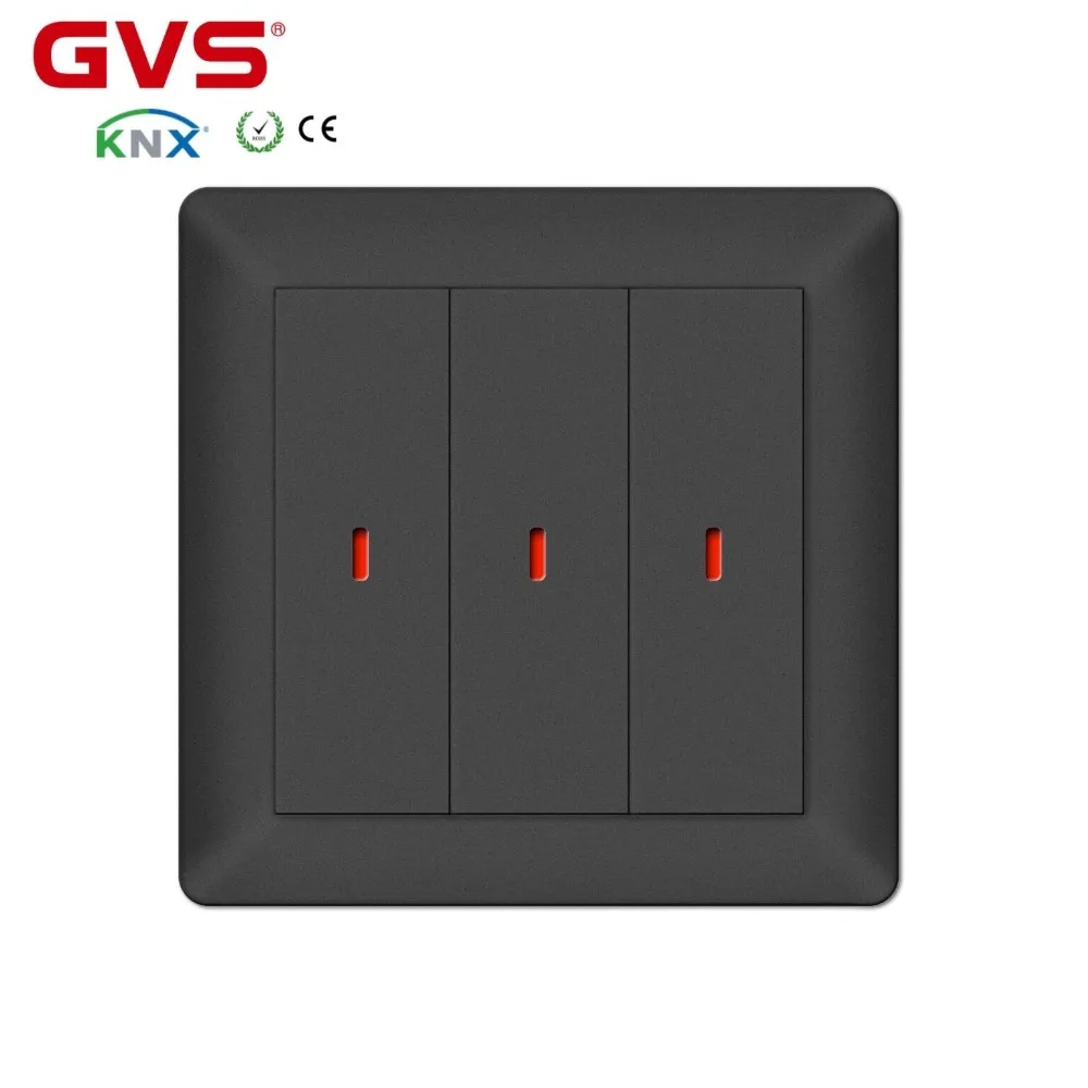 

Smart Home Automation KNX/ EIB GVS K-BUS push button 3 gang Intelligent Building Control System matte black