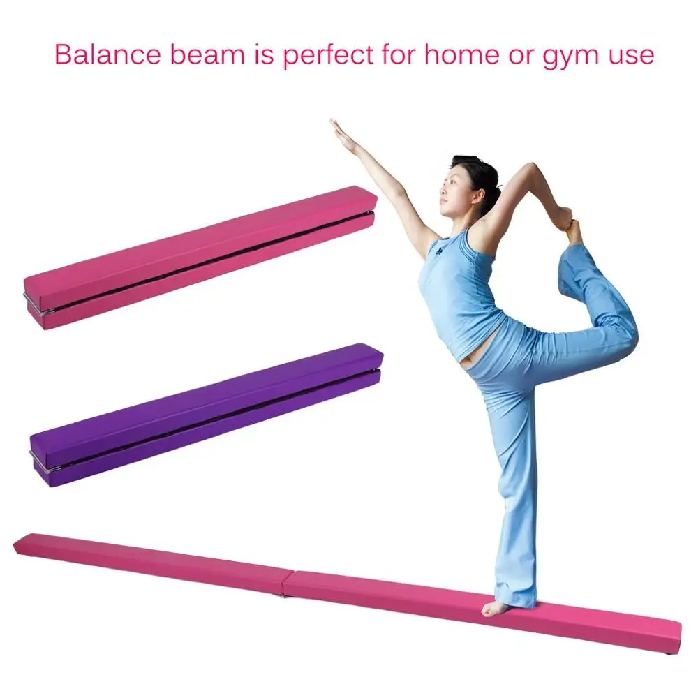 2.4M Folding Gymnastics Balance Beam Durable Horizontal Bar Home Gym