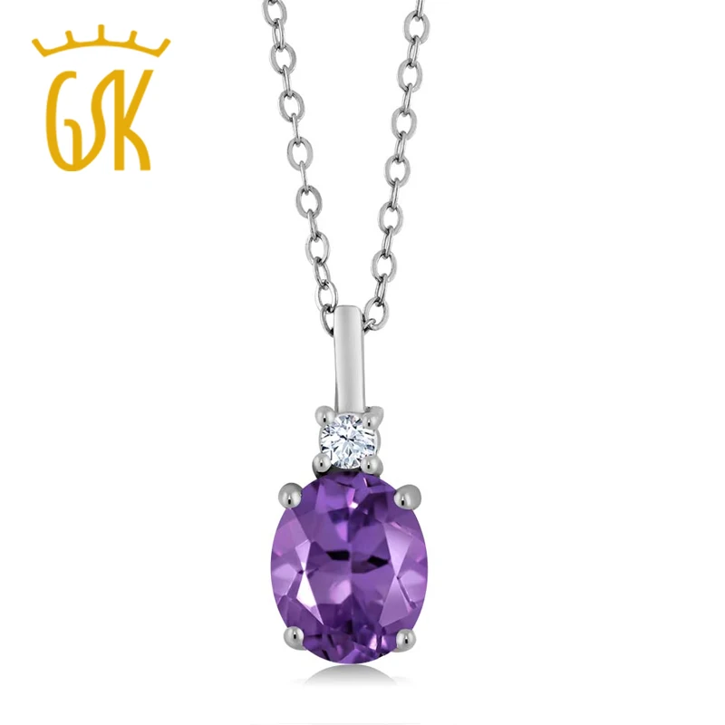 1.71 КТ овальной Фиолетовый аметист 925 Серебряный кулон|pendant 925|pendant purplependant sterling |