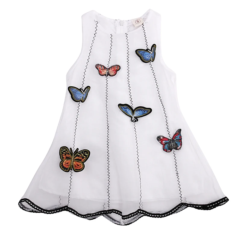 

Butterfly Pattern Dress New Fashion Casual Kid Baby Girl Sleeveless Round Neck
