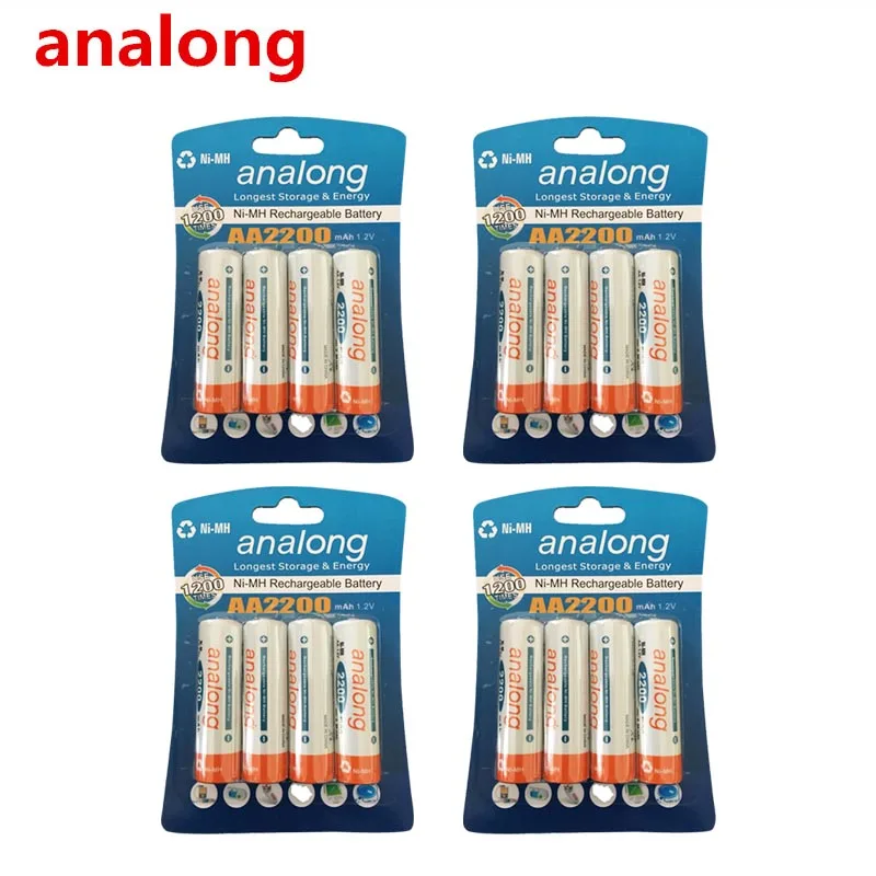 High Capacity 16Pcs AA Rechargeable Batteries 1 2V aa 2200mAh Ni MH Pre charged 2A Battery