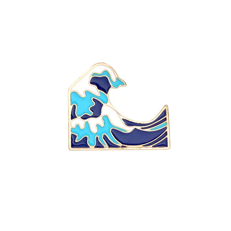 1 PC Zinc Alloy Badge Iceberg Sea Wave Enamel Button On Brooch Blue White Clothes Lapel Jacket Coat Decoration Gift For Boy Girl - Цвет: 1