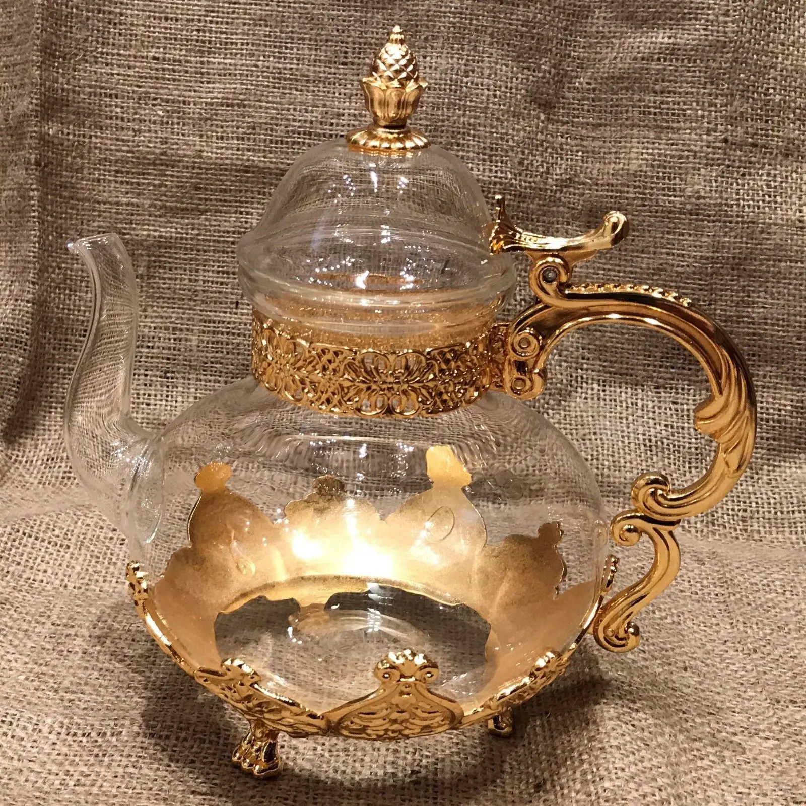 

Glass High Luxury Gold color , tea pots high value Luxury Best Solid Gift