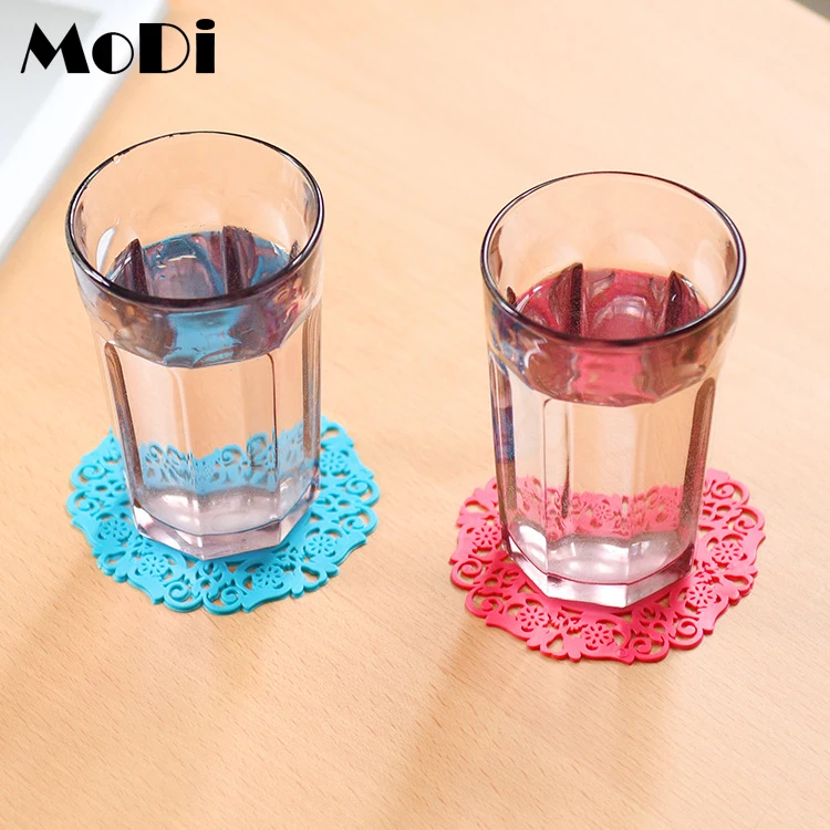 تلقي صينية الدانتيل زهرة جوفاء المفارش سفينة سيليكون طاولة القهوة كأس الحصير سادة تحديد الموقع اكسسوارات المطبخ أدوات الطبخ