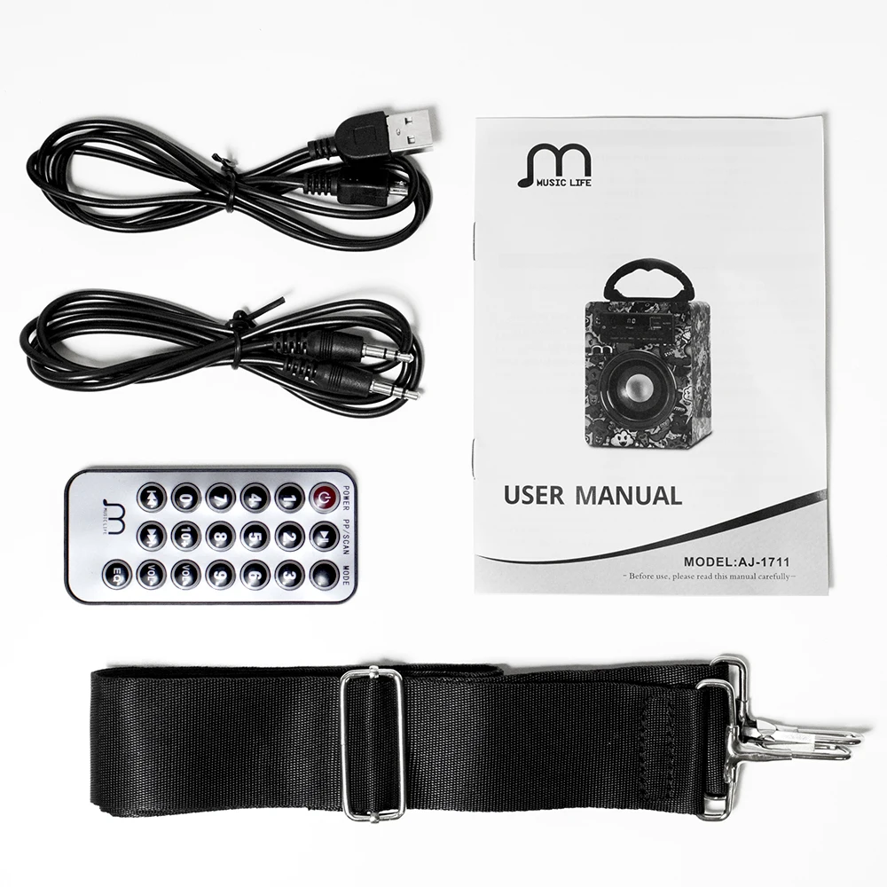 Wireless Bluetooth Speaker Portable with FM Radio USB TF Card Remote Rechargeable Battery