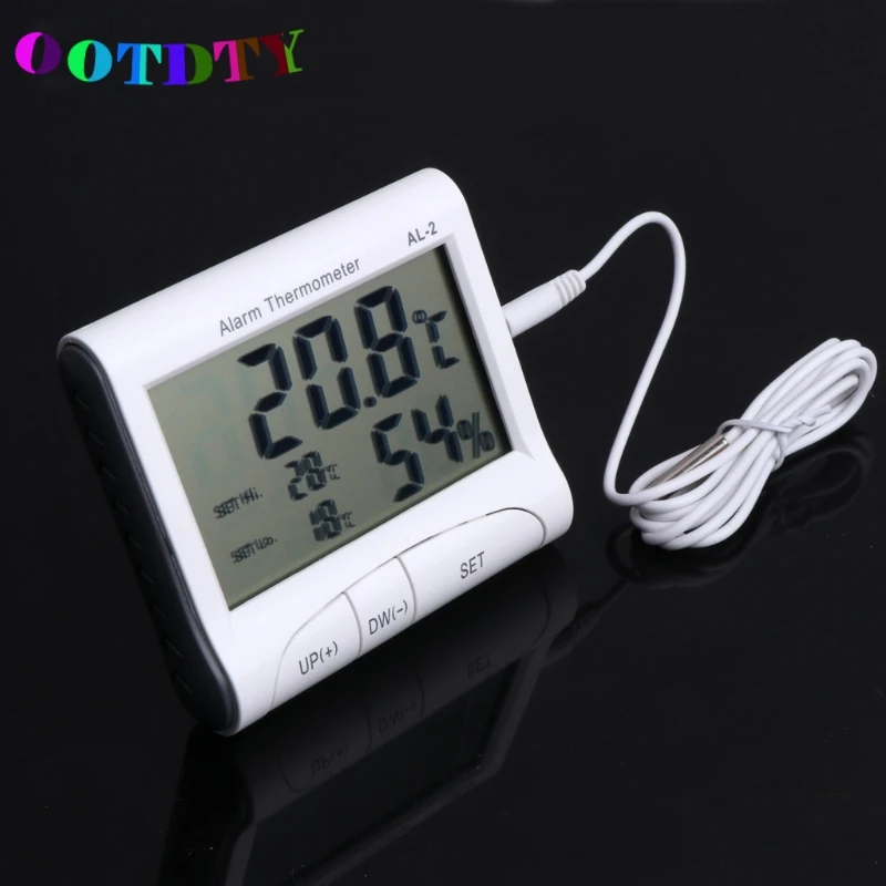 

OOTDTY LCD Digital Alarm Thermometer Hygrometer Indoor Outdoor Weather Station w Sensor
