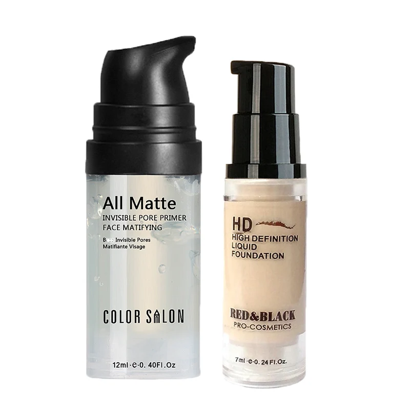 

Color Salon Face Matte Foundation Primer Full Cover Concealer Cream Liquid Corrector Concealer Eye Dark Spot Cover Cosmetic Set