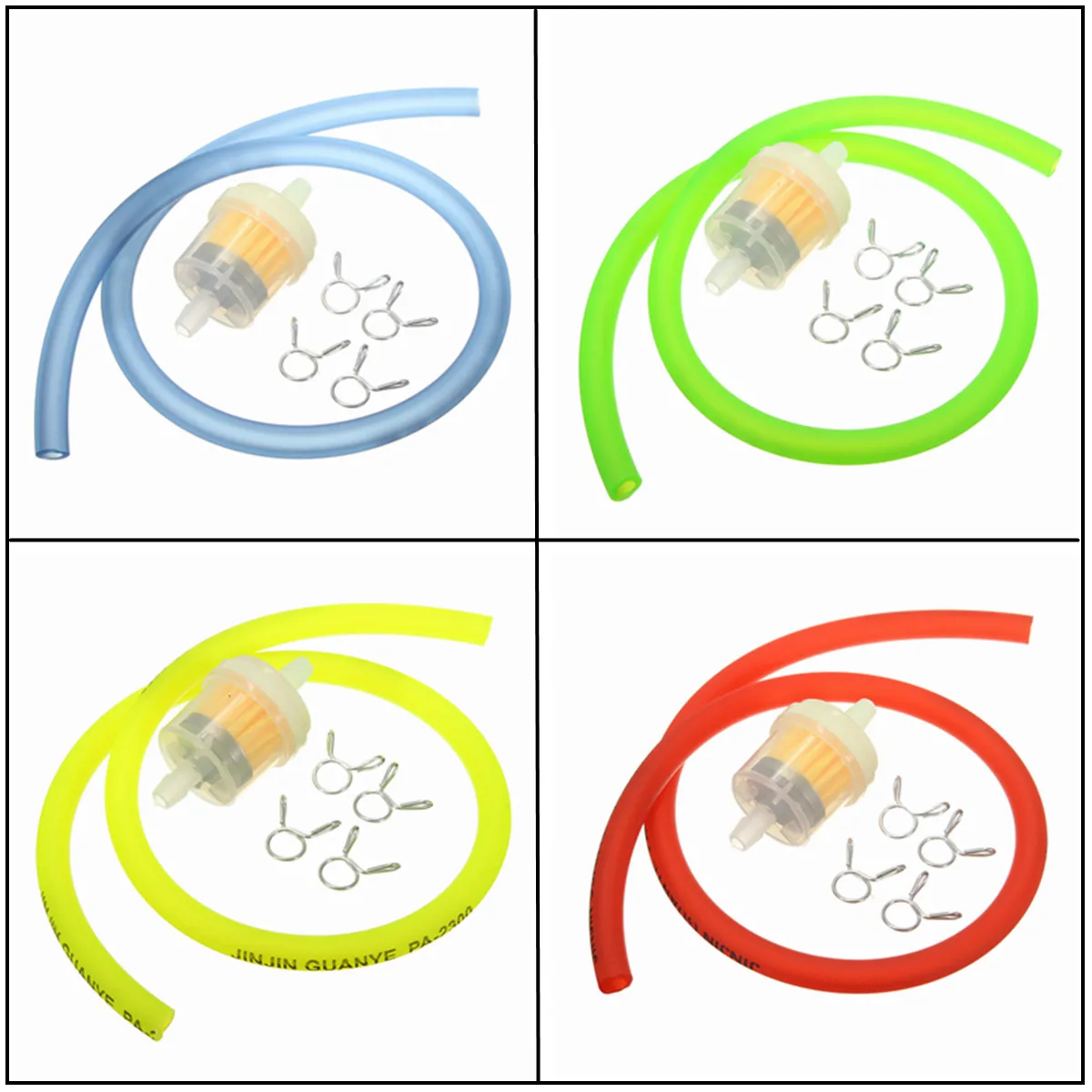 6 мм мотоциклетный газовый топливный фильтр бензиновая труба шланг+ 4 зажима мото скутер Байк желтый красный синий зеленый