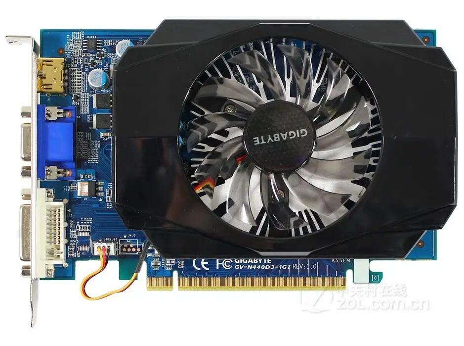 Б/у карты для GIGABYTE GV-N440D3-1GI, оригинальная видеокарта для nVIDIA Geforce GT440, 1 ГБ, 128 бит, DDR3, видеокарты DVI