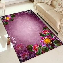 Фиолетовый Пол желтый розовый розы зеленый лист 3d печать Нескользящая микрофибра Гостиная декоративный современный моющийся коврик