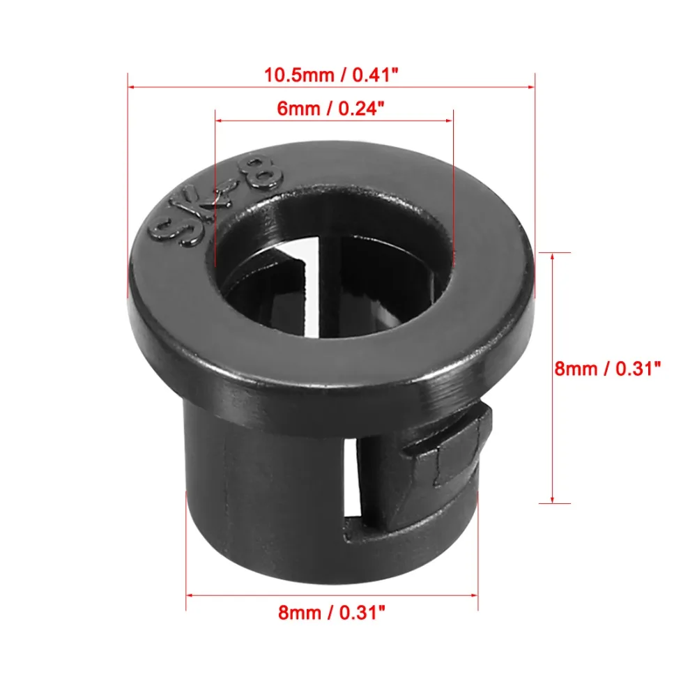 UXCELL 50 шт. черный 8 мм/10 мм Монтажный диаметр пластиковый кабельный шланг втулка защелкивающийся замок втулка Защитная Кнопка крышка