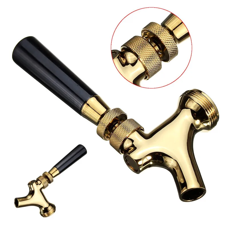 Hot Gold Draft Beer Faucet Beer Equipment Polished Brass With Stainless