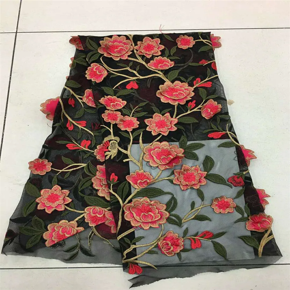 

High Quality 5 Yards Lace 3d Applique Embroidered African Wedding Lace Multi Color Lace Nigerian French Lace Fabrics