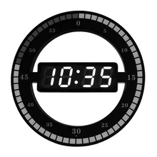 Светодиодный Многофункциональный электронные часы креативные немой подвесные настенные часы черный круг автоматически регулирует яркость настольные часы