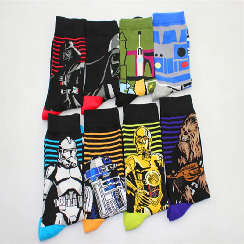 

Personality Star Wars Comics socks black Skywalker Force Awakens men's unisex sock Novelty Funny happy cartoon Cosplay socks