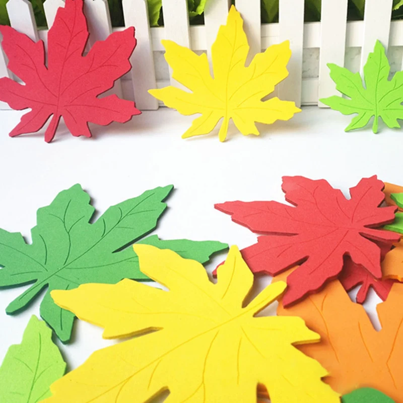 10pcs/pack Three-dimensional EAV Carving Maple Leaf Wall Sticker Home Kid Room DIY Decoration Kindergarten School Decor 8*8.5cm