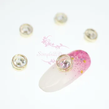 

100pcs/Lot Simple Design Shiny Clear Zircon Crystal Rhinestones Metal Circle 3D Salon Nail Art Jewelry Crafts DIY Design Decor