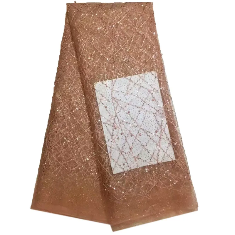 Высокое качество французская кружевная ткань с аппликацией с пайетками модная 5 ярдов кружевная ткань с блестками в африканском стиле