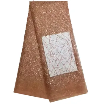 

High Quality French Lace Fabric With Appliques Sequin Fashion 5Yard African Sequin Lace Fabric For Dress HJ929-2