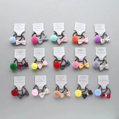 

2PCS New Cute Ball Bowknot Princess Headwear Kids Elastic Hair Bands Baby Headdress Children Hair Ropes Girls Hair Accessories