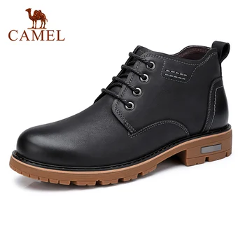

CAMEL Men Boots Genuine Leather Boot Ankle Short Soft Casual Tooling Leather Men Shoes Wear-resistant Beef Tendon Sole