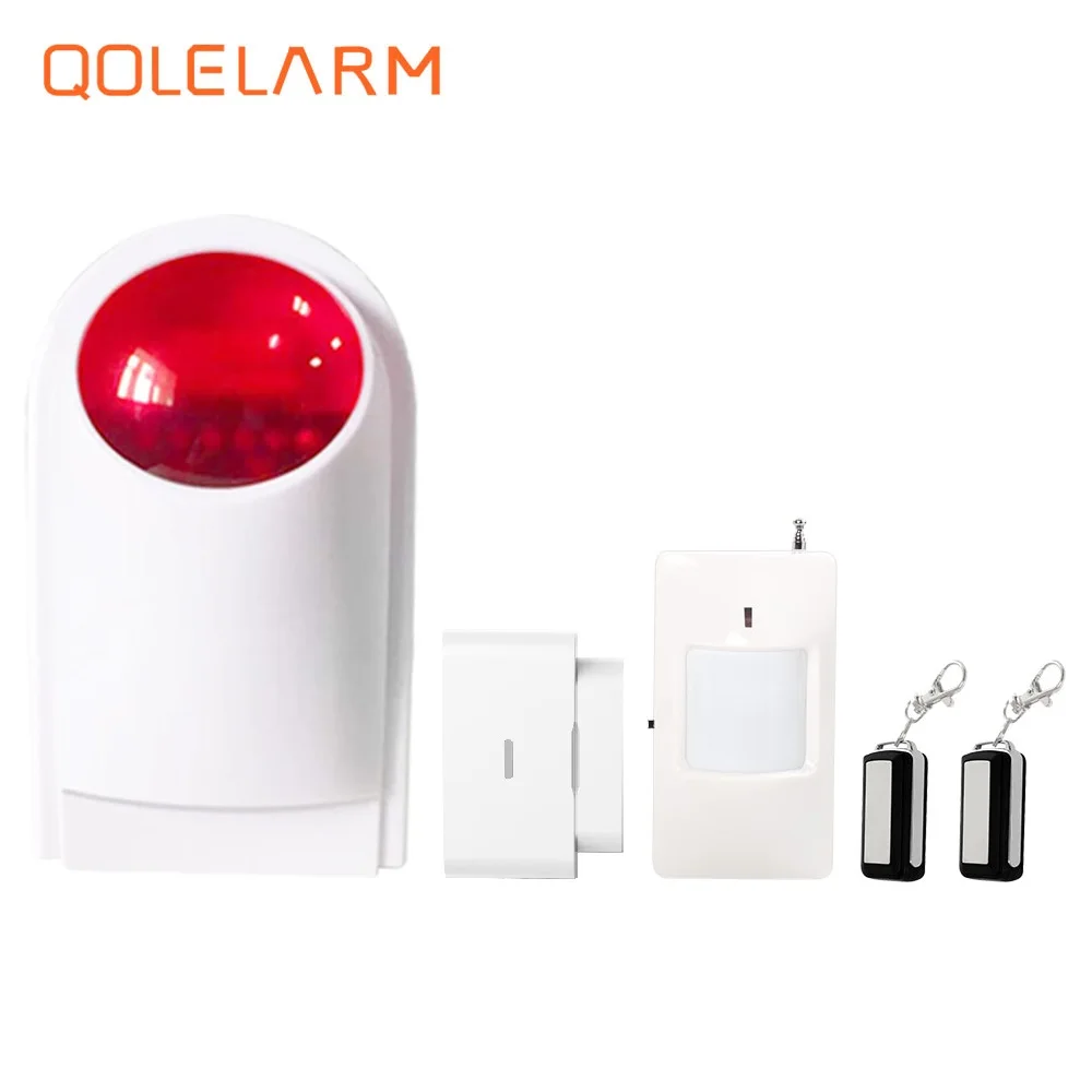 

433mhz local spot 110db weatherproof Wireless Outdoor Strobe Siren Alarm Kit with flashing light
