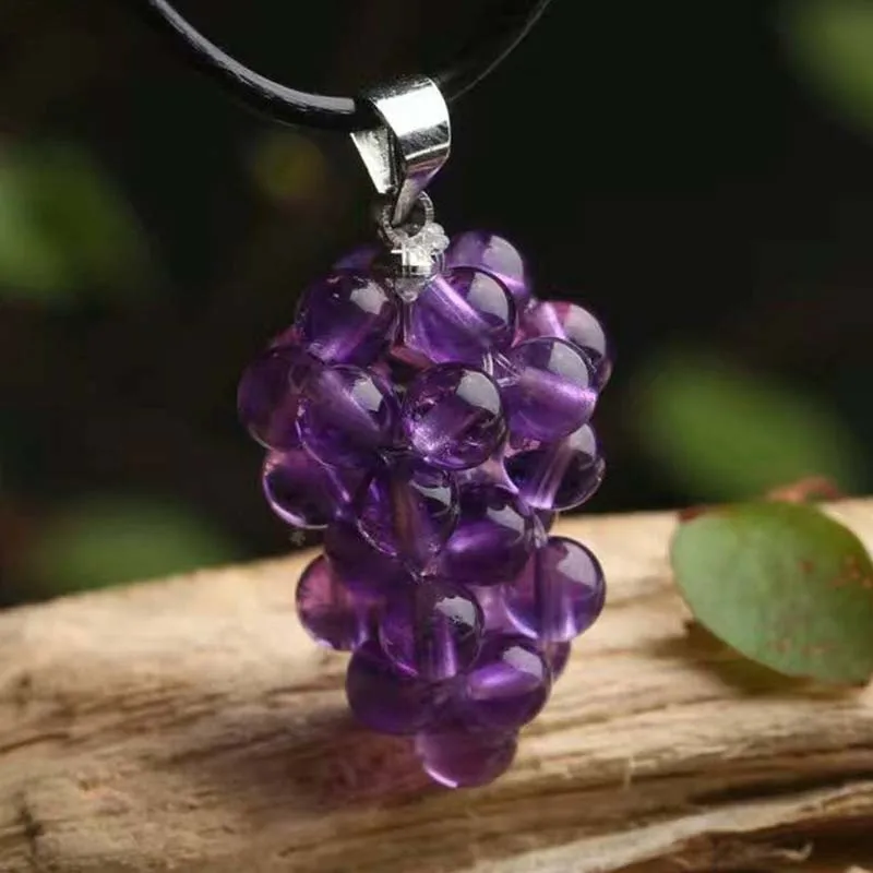 

Natural purple crystal grape Pendant Manual compilation Rockcrystal Grape pendant Small fashion Ms Fruit Necklace Purple26