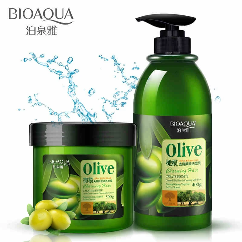 2pcs BIOAQUA Olive Shampoo/Mask Anti dandruff Olive Oil Shampoo