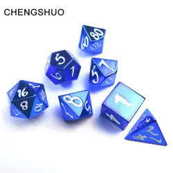 Chengshuo dnd Набор Игральных кубиков из металла многогранных rpg Подземелья и Драконы код d20 10 6 8 12 синий Настольный игральные кости алюминиевый