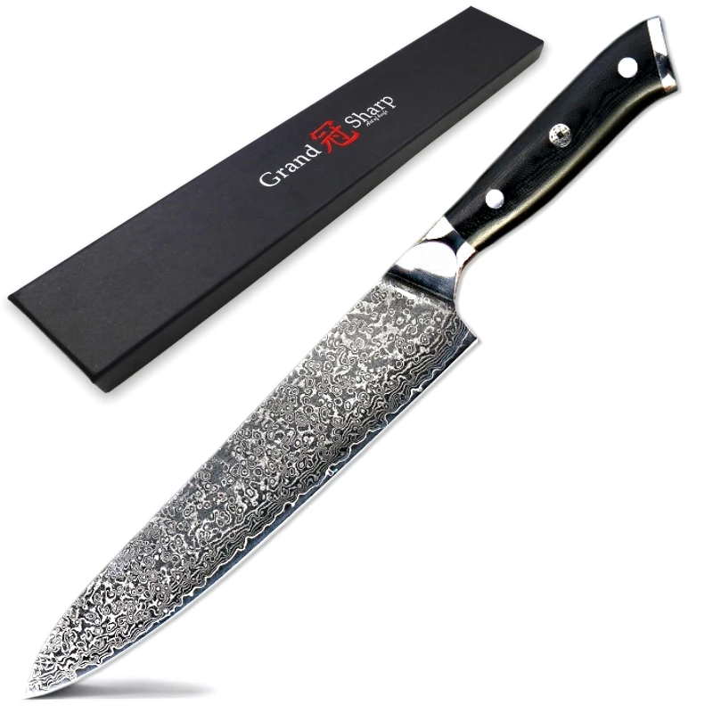 

GRANDSHARP 9.5" Damascus Chef Knife Japanese Damascus Knives 67 Layers VG-10 Stainless Cooking Tools Butcher Knife Slaughter
