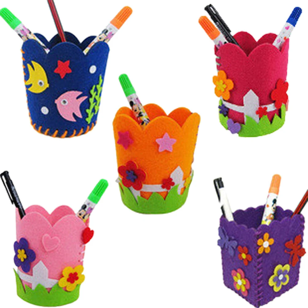 TOYZHIJIA 1Pcs cute DIY Pencil Holder Kids Craft Toy Handmade Pen
