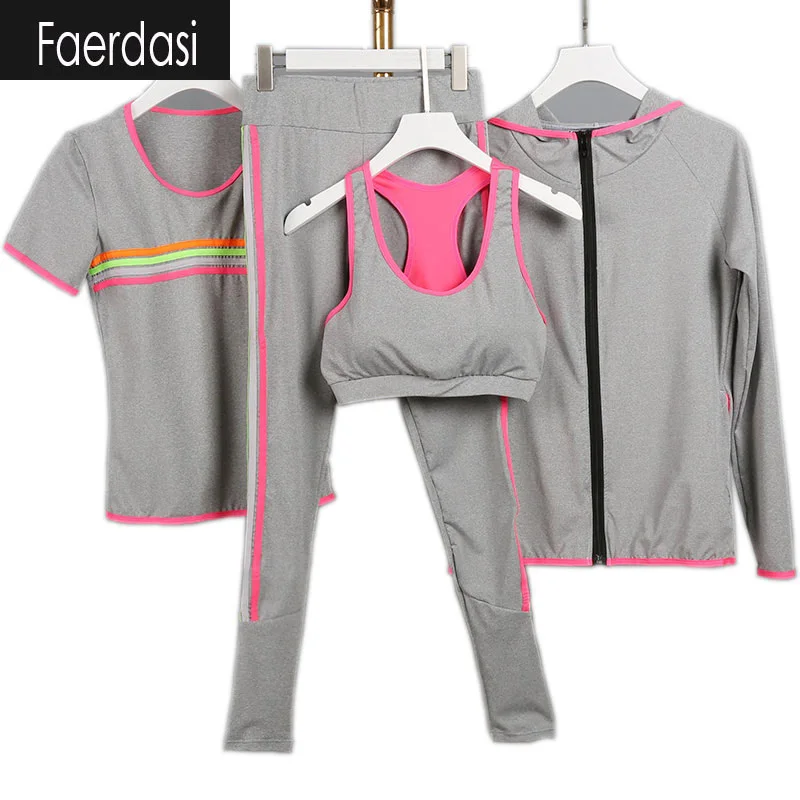 faerdasi 2017 Yoga suit Women Fitness Sportswear Running Exercise Tracksuits for women Yoga Sets 3 colors