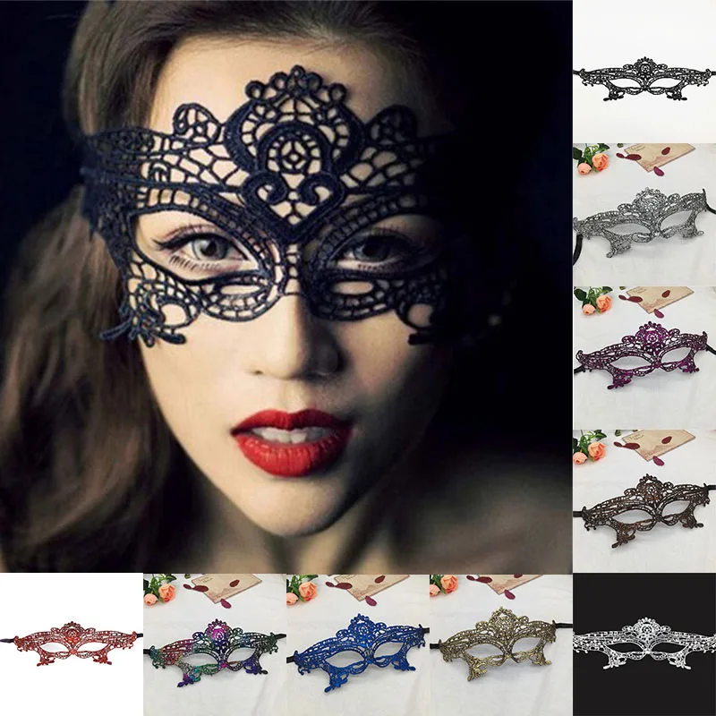 

Queen Ladies Masquerade Sexy Lace Mask for Halloween Carnival Ball Black/White/Hot Stamping Party Masks Party Supplies #30