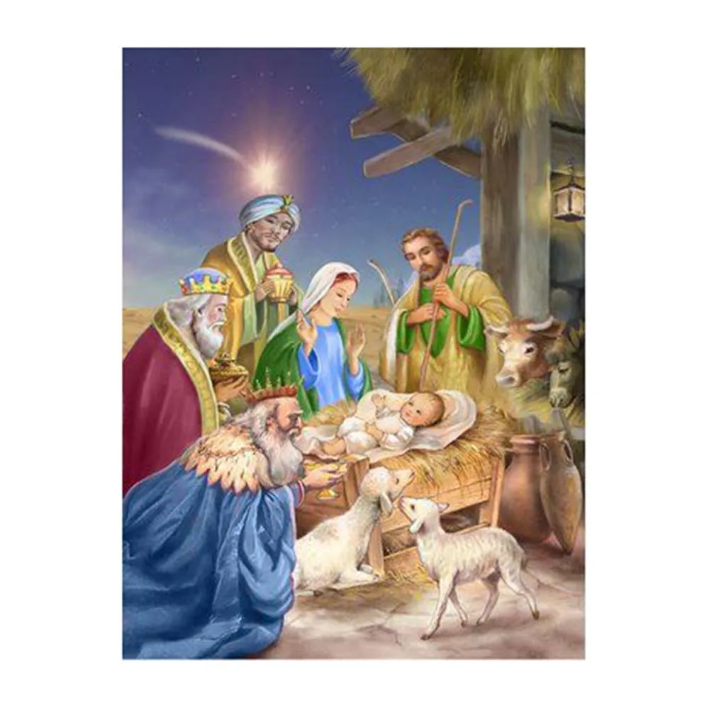 

Dpsprue DIY Diamond Painting Full Square Religious Rhinestone Picture Diamond Embroidery Cross Stitch Mosaic Home Decor Gift