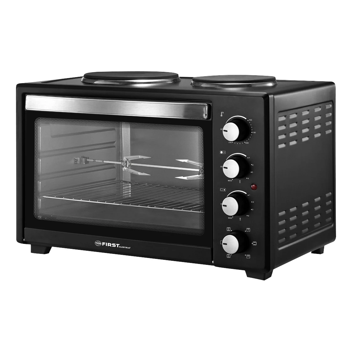 Мини-печь FIRST FA-5045-4 Black (Мощность 3200 Вт, объем 45 л, решетка, противень, таймер)