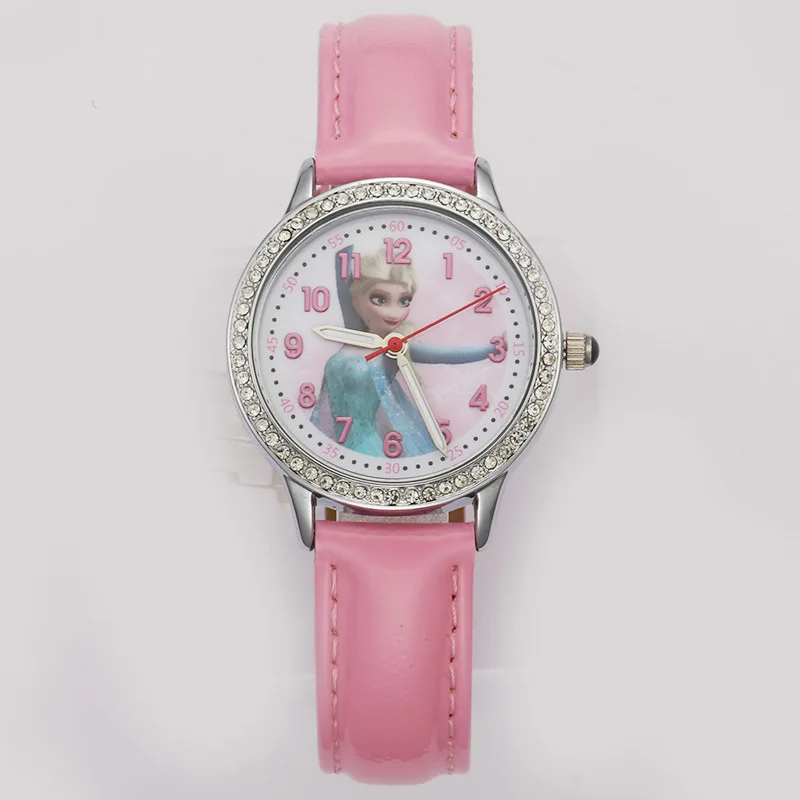 Disney brand original children girls watches leather quartz cartoon Frozen ELSA princess diamond