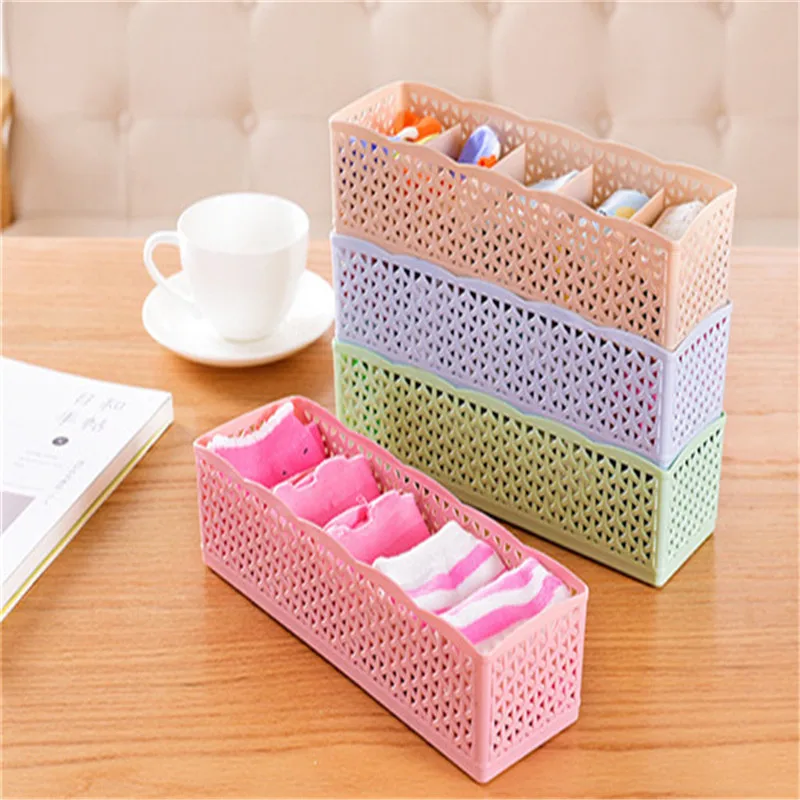 

Storage Box 5-grids Multi-function Plastic Drawer Organizer Tie Bra Socks Underwear Clothes Drawer Cosmetic Divider