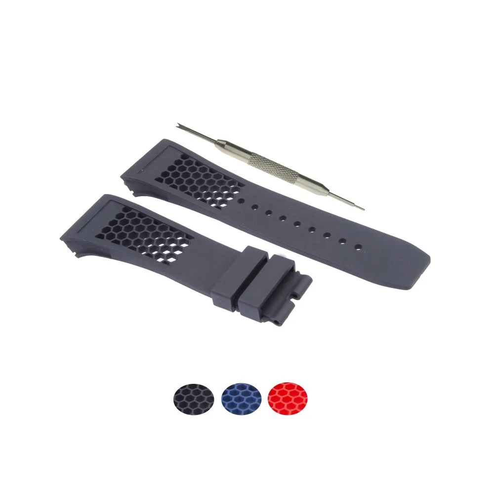 

MDNEN 25mm Black Watch Band Strap Fits For RICHARD MILLE RM035 - Free Spring Bar tool