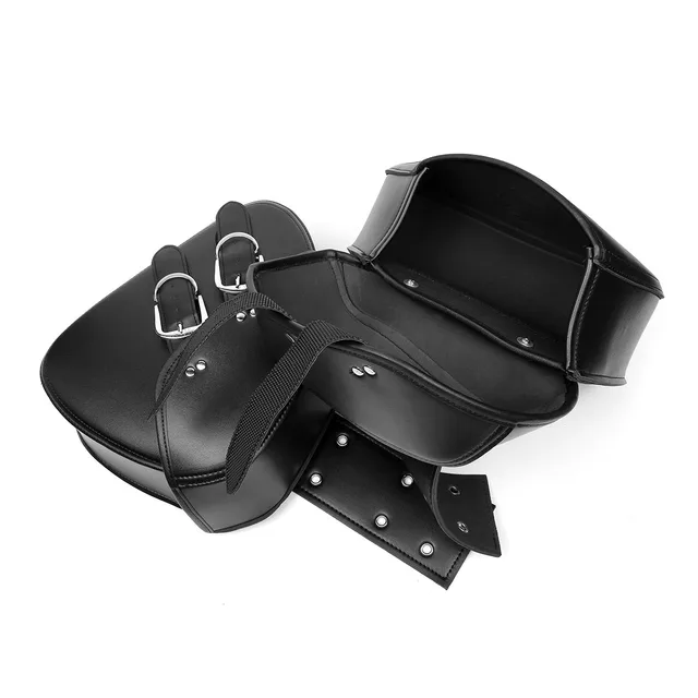 1 Pair Black Motorcycle Motorbike Saddle Bag Tail Rear Bags PU Leather Tool Bags Left Right Side For Harley/Honda/Kawasaki