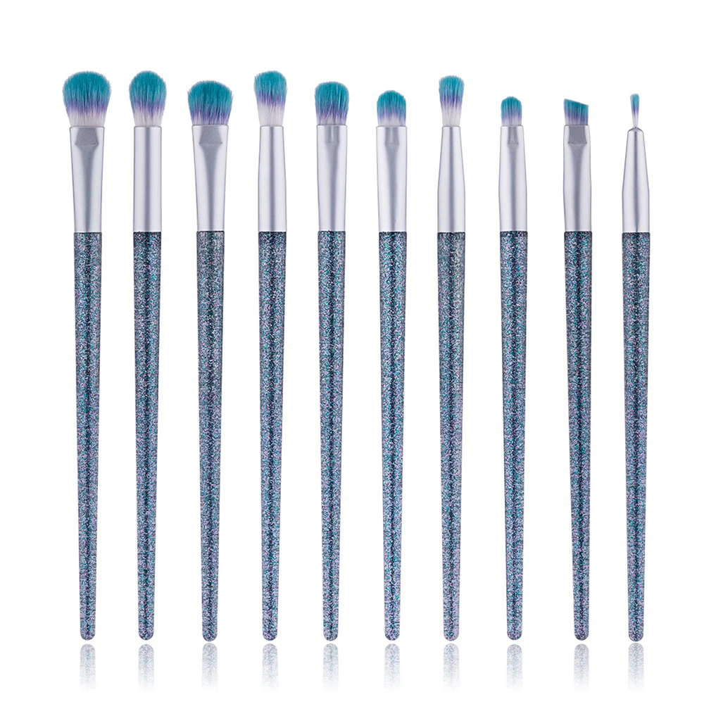 

ELECOOL 10pcs/set Professional Crystal Eye Shadow Brushes Electroplate Sequins Eye Beauty Makeup Brush Sets Drop Ship
