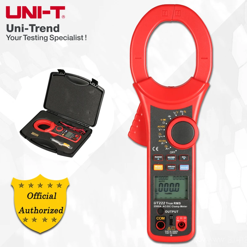 UNI T UT222 2500A True RMS цифровой измеритель зажима Амперметр переменного/постоянного