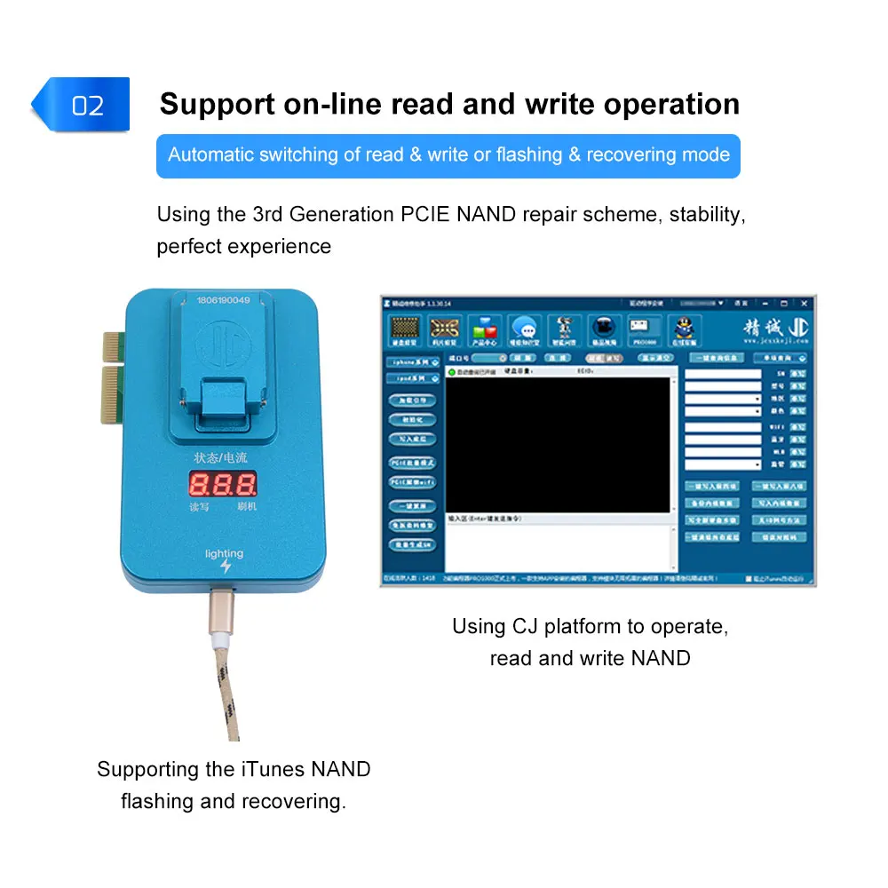 JC PCIE программатор для iPhone 8/8 Plus/X Многофункциональный формат разделов Резервное копирование Pro1000s ремонт чтение данных запись модульный инструмент