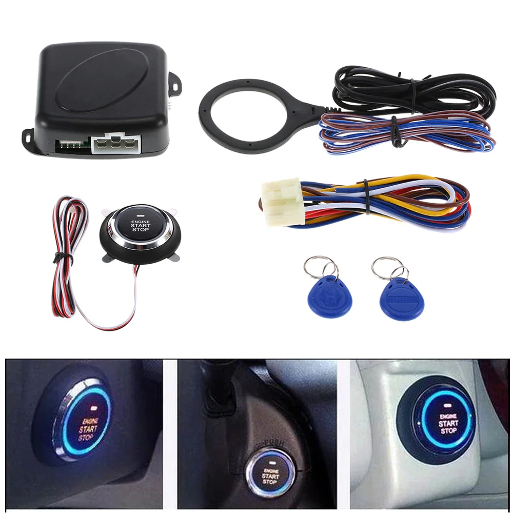 

Auto Car Alarm Engine Starline Push Button Start Stop RFID Lock Ignition Switch Keyless Entry System Starter Anti-theft System